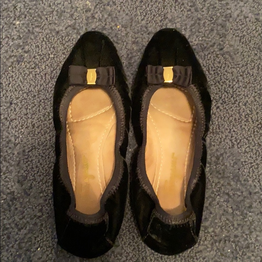 Salvatore Ferragamo women’s black velvet flats